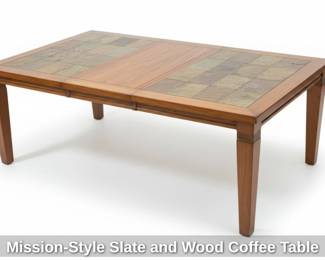 MissionStyle Slate and Wood Coffee Table