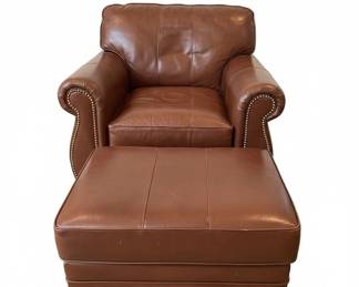 Leather Club Chair and Ottoman