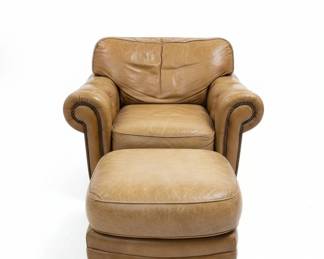 Leather Chesterfield Club Chair and Ottoman second image