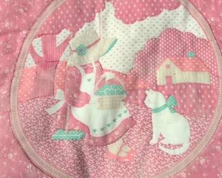 Vintage Pink Floral Appliqu Quilt