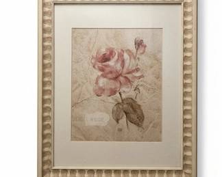 Cheri Blum Rose on Cracked Linen Floral Art Print