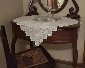 Victorian Walnut Vanity and Chair Set