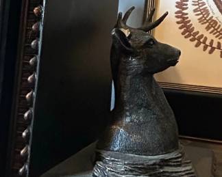 Vintage Cast Metal Deer Head Bookends second image