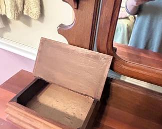 Antique Victorian Oak Dresser with Mirror and Glove Boxes fourth image