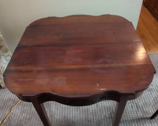 Antique Mahogany Serpentine FlipTop Console Table fourth image