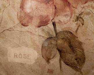 Cheri Blum Rose on Cracked Linen Floral Art Print second image