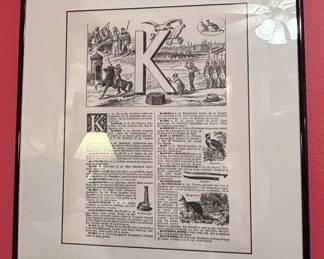 Antique French Dictionary Page Print Letter K