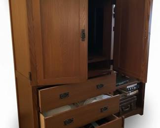 Mission Style Oak Entertainment Armoire second image