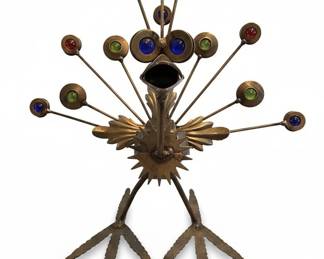 MidCentury Modern Brutalist Metal Peacock Sculpture