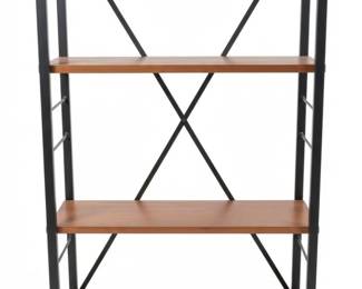 Industrial Style Metal and Wood Open Bookcase