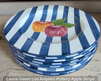 Laurie Gates Los Angeles Pottery Apple Stripe Dinner Plates