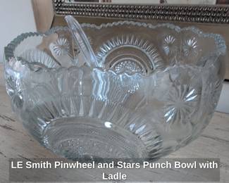 LE Smith Pinwheel and Stars Punch Bowl with Ladle