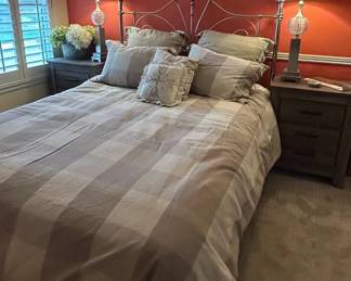 Metal Bed Frame with Nightstands