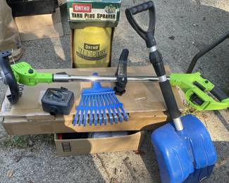 Sun Joe 2-in-1 Cordless Pole Trimmer Kit, Melnor Water Timer, and Ortho Yard Sprayer Lot