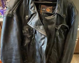 First Classics Men's Black Leather Motorcycle Jacket with Removable Liner Size XXL