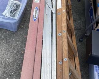 Werner Fiberglass, Keller Wooden, and Aluminum A-Frame Step Ladders Lot