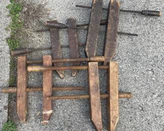 Assorted Wooden Handscrew Woodworking Clamps - Total of 4