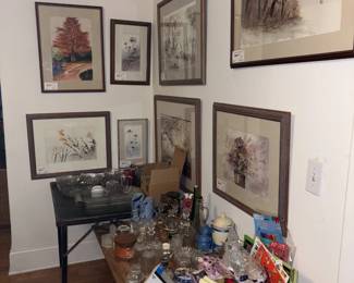Original Watercolor Paintings by Clarence Say and Candle Holders