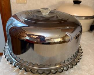 heavy cake plate and cover