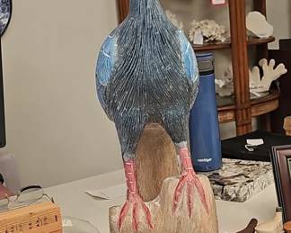 Vintage HandCarved Wooden Peacock Sculpture