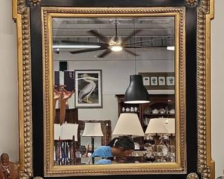 Neoclassical Style Gilt and Ebonized Wall Mirror