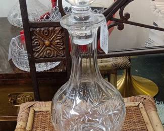 Cut Crystal Decanter with Stopper Starburst and Fan Pattern