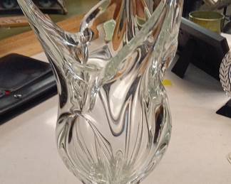 MidCentury French Art Crystal Vase by Art Vannes