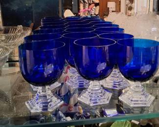 Baccarat Orsay Cobalt Blue Crystal Stemware Set
