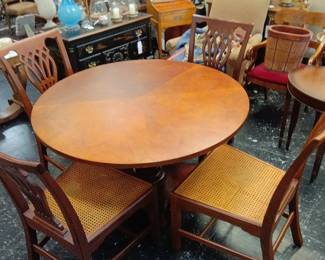 Milling Road by Baker Furniture Round Dining Set with Cane Chairs
