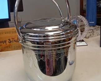 United Chromium on Solid Brass Ice Bucket with Grapevine Motif