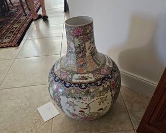 Large Chinese Famille Rose Medallion Baluster Vase