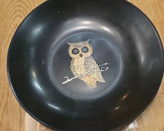 Couroc of Monterey Owl Inlaid Bowl