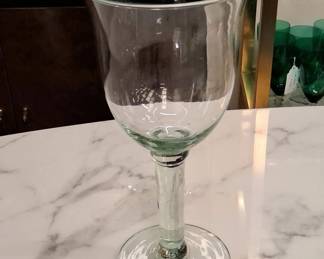 Vintage Sea Glass Green Handblown Water Goblets