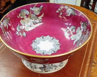 Vintage Royal Crown Derby Vine Maroon Pedestal Bowl