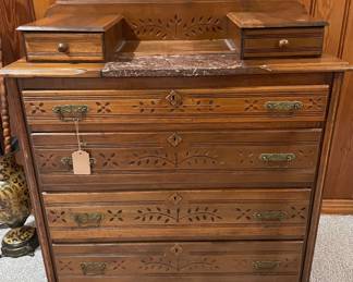Victorian Eastlake Dresser w/ Marble Top