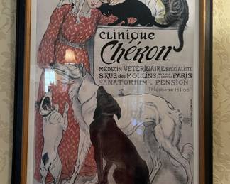 Clinique Cheron Classis French Feline Dog Poster framed