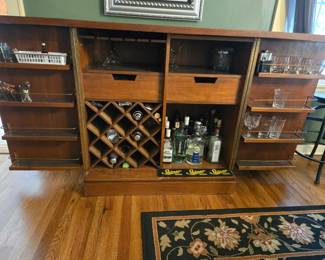 Bar Liquor Carved Cabinet fully opened
