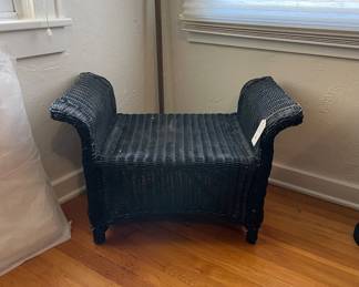 Navy Wicker Bench