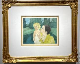 Lot  699 Original Mary Cassatt Drypoint and aquatint printed in colors By the Pond