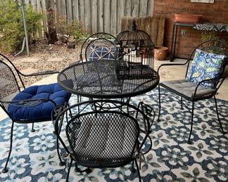 Wrought Iron Patio Set, Birdhouse, Decor