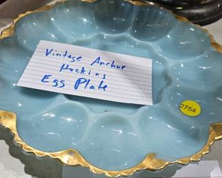 VINTAGE ANCHOR HOCKING BLUE EGG PLATE