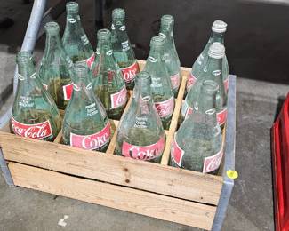 CRATE AND COCA COLA BOTTLES