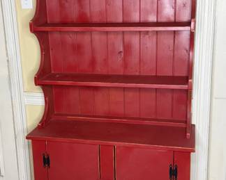 Cutest Red Distressed Wood Hutch