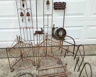 Assorted Wrought Iron Lawn Ornament Lot