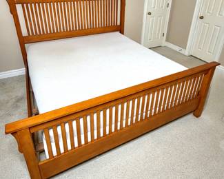 Mission Style King Bed Frame with Memory Foam Mattress and Box Spring