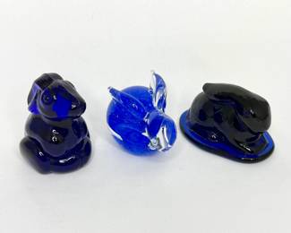 3 Glass Bunny Paper Weights