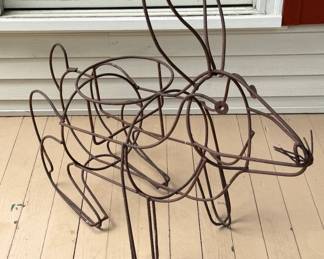 Large and Heavy Wrought Iron Bunny Planter