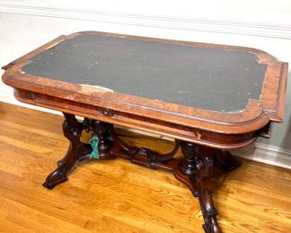 Solid Wood and Leather Inlay Project Table