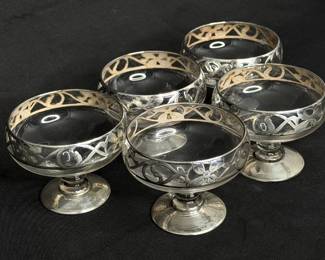 Vintage Art Nouveau Silver Overlay Serbert Dishes