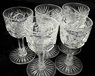 Set of 5 Tiny Cut Crystal Shot Glasses